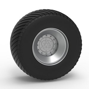 3D Rear wheel from Pulling tractor 3 Scale 1 to 25