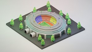3D cartoon stadium 01 model