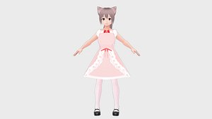 Princess Cat Meow Character Maid T-Pose Shape-Keys