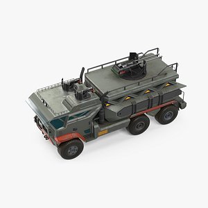 Concept Futuristic Military Truck Lights On Rigged for Maya 3D
