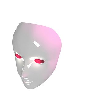 3D AI Robot Head In White Color With Red Eyes