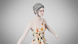 3D Dress 28 Abstract Tribal Stripe model
