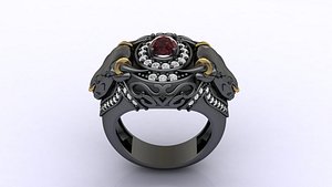 Buffalo Ring Bull Ring With Stone Gents Ring Gents Rings 3D print model