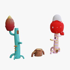 3D model cartoon tree abstract