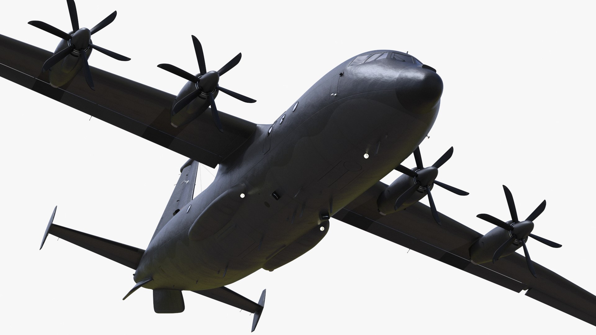 Military Turboprop Transport Aircraft Rigged 3D model preview