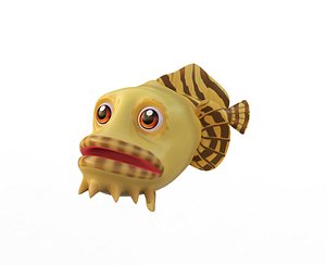 Oyster toadfish animated low poly toon