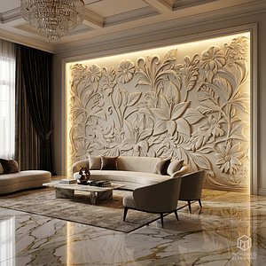 modern panel wall decor set relief stl mural CNC 274