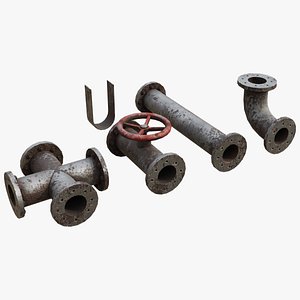 3D Rusty Modular Pipes model