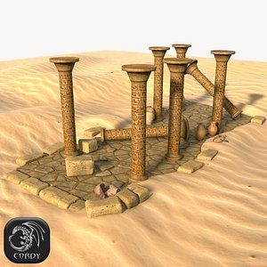Ancient desert ruins low poly
