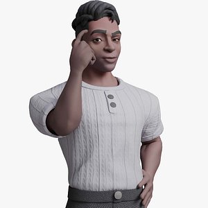 Character African man Stylized 3D model