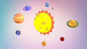 3D model cartoon solar system planet