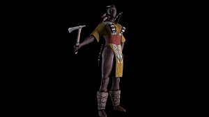 3D Cherokee worrior female model