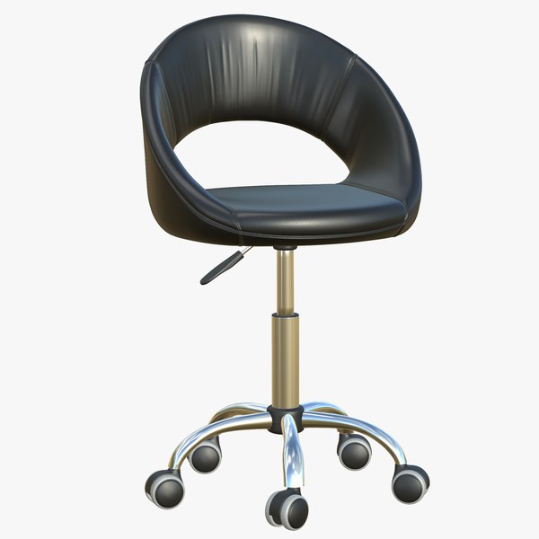Office Stool Chair Leather Modern 3D