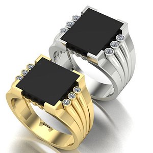 3D mens ring with black onyx Two different options model