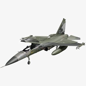 AIDC F-CK-1 Ching-Kuo Fighter Jet Green Rigged for Maya 3D model