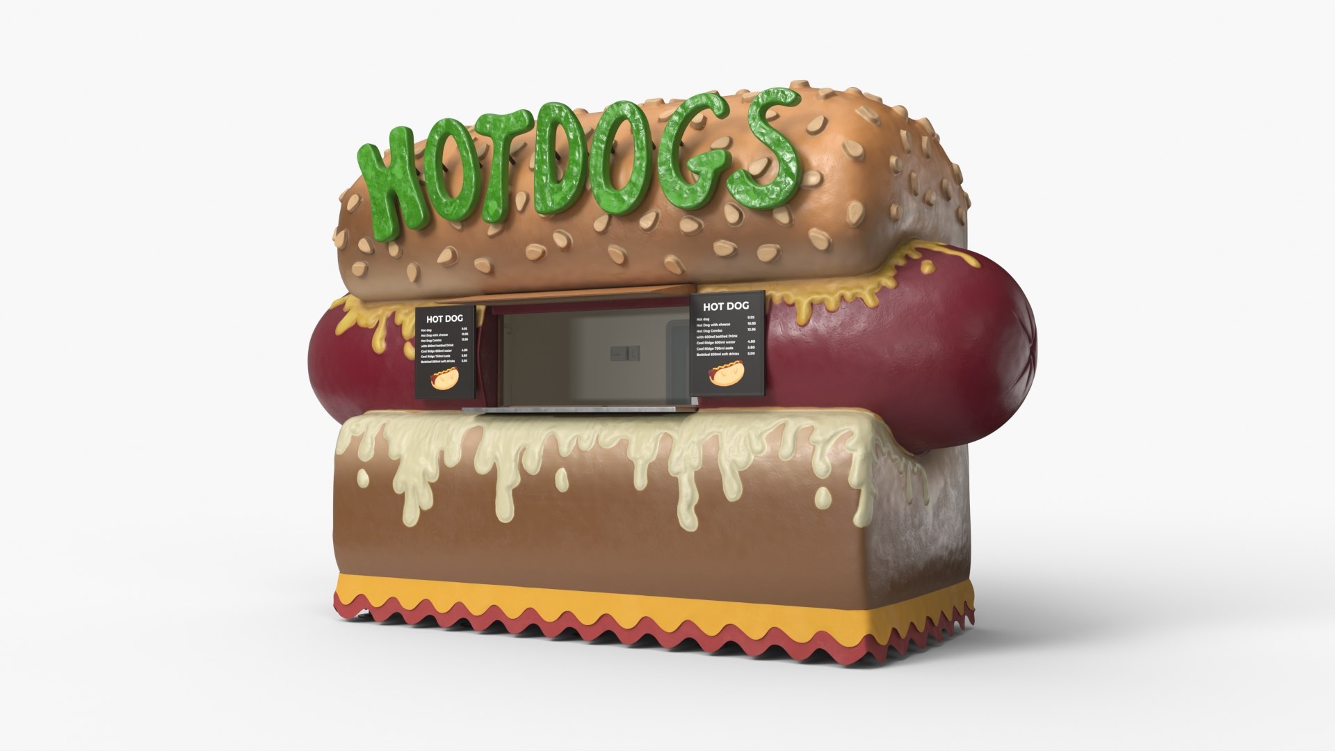 Themed Street Food Booth Simplified 3D model preview