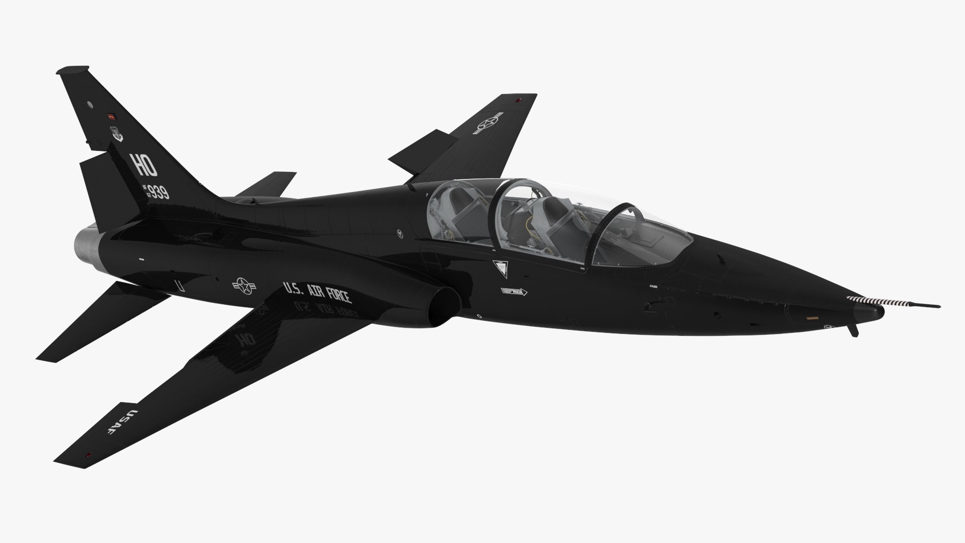 T-38 Talon USAF Jet Trainer Black Rigged for Cinema 4D 3D model preview