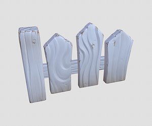 3D model cartoon white fence