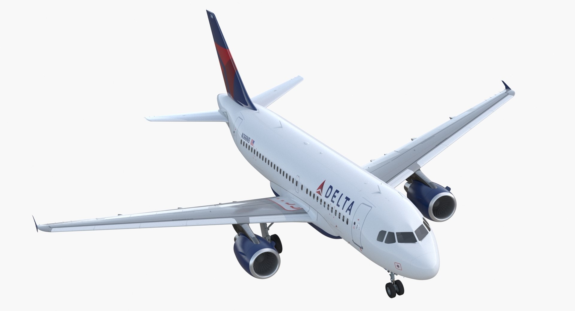 Airbus A319 Delta Air Lines Rigged 3D Model preview