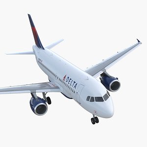 Airbus A319 Delta Air Lines Rigged 3D Model
