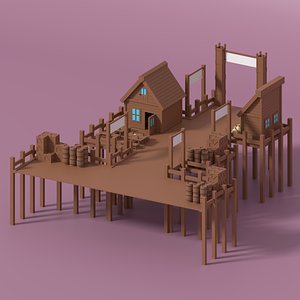 Cartoon Medieval Port and Props