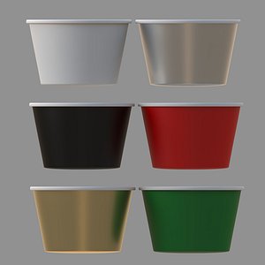 ice cream paper cup collection of 6 3D model