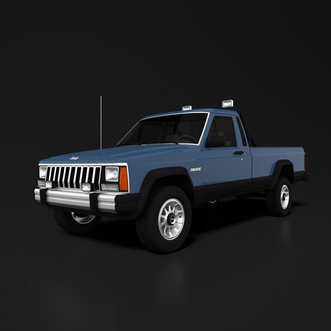 Jeep Comanche model https://p.turbosquid.com/ts-thumb/F5/jnkiU8/Wg/preview14/jpg/1760079196/1920x1080/fit_q87/c394332cb929c5e7e26457c78dc77d7d6b02cb37/preview14.jpg