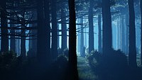 Stylized blue Volumetric Scene in Blender
