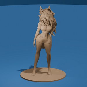 3D Fox Furry Female Stylized Anthro Model Clothed and Nude Versions model