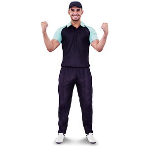 cricketer winning expression 3D model