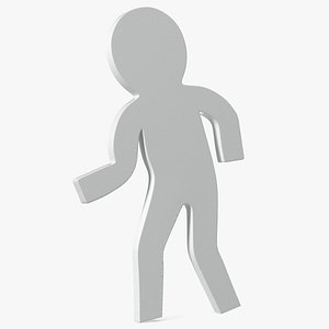 3D Plastic Stickman Walk Pose White