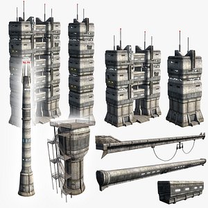 sci-fi towers set 3d max