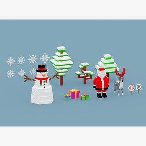 Voxel Christmas Collection Low-poly 3D model