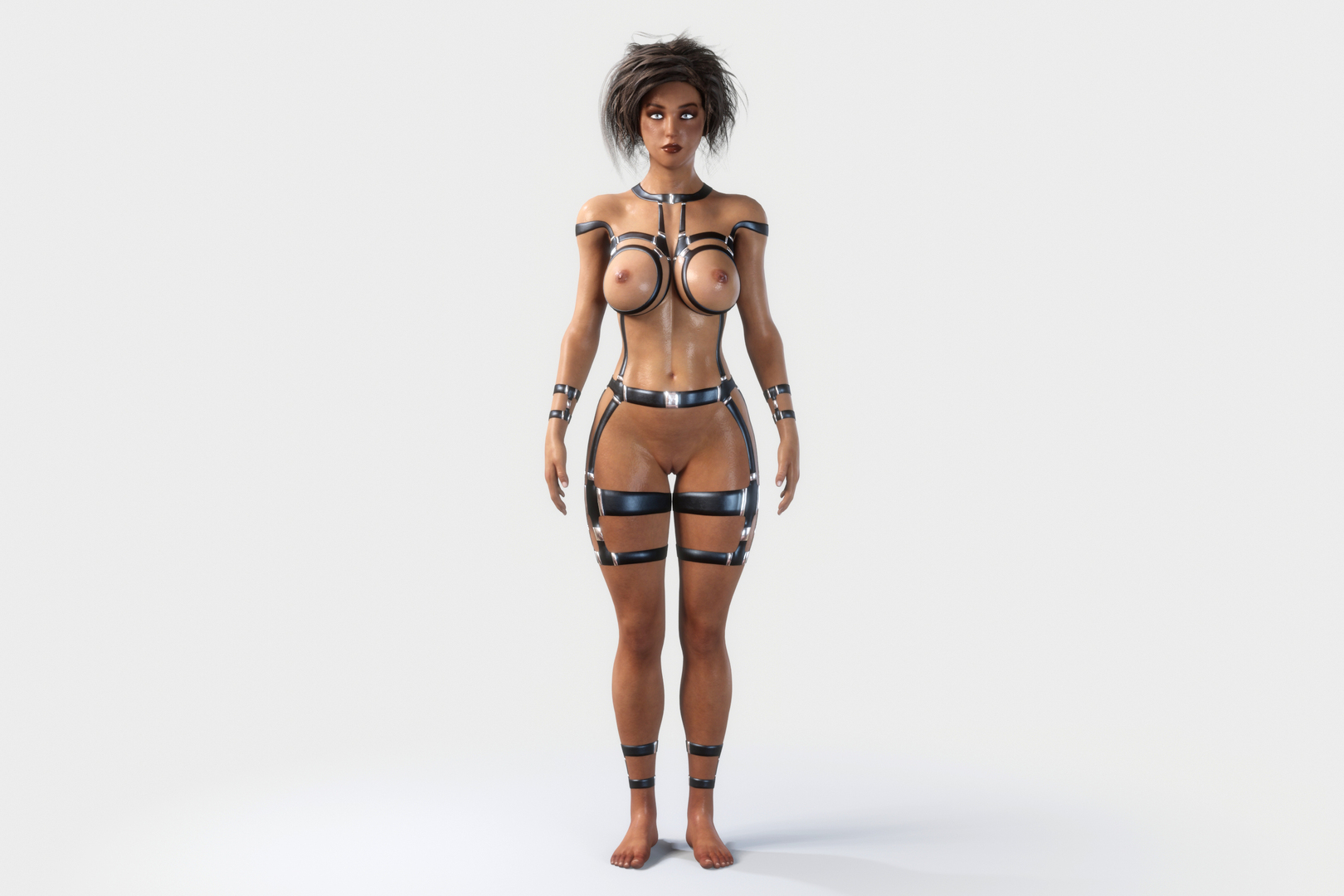 Ebony Female Sex Slave Rigged 3D model