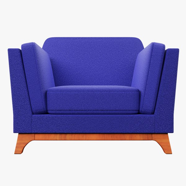 Boston 1 Seater Sofa Blue Color 3D model