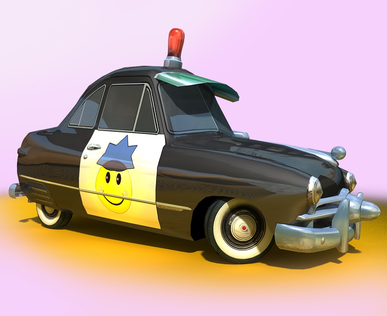 3D generic cartoon retro police car - TurboSquid 1355356