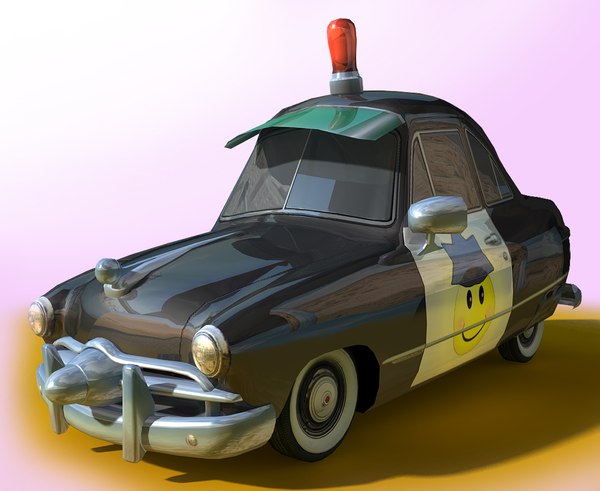 3d Generic Cartoon Retro Police Car - Turbosquid 1355356