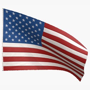 3D model american flag 50 stars