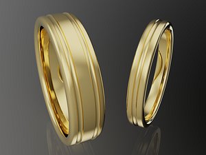 Grooved Couple Wedding Bands 4-14US Sizes model