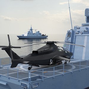 Corvette Class Ship with Attack Helicopter