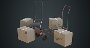 3D hand truck boxes 2b model