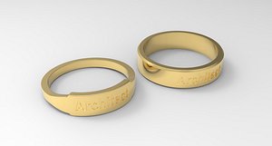 Architect Couple Ring Gold 3D model