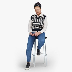 Modern Student Young Woman Texting on Phone