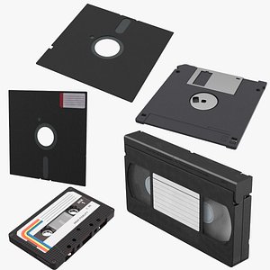 Floppy Disks Cassette Tape and VHS Cassette