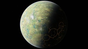 3D 8K Fictional  Megacity Planet 3