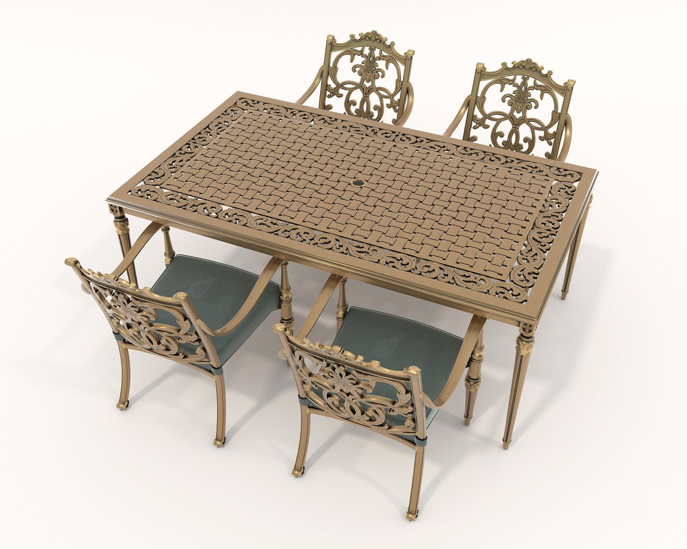 3D model Classic Outdoor Dining Table and Chairs Set - TurboSquid 2069322