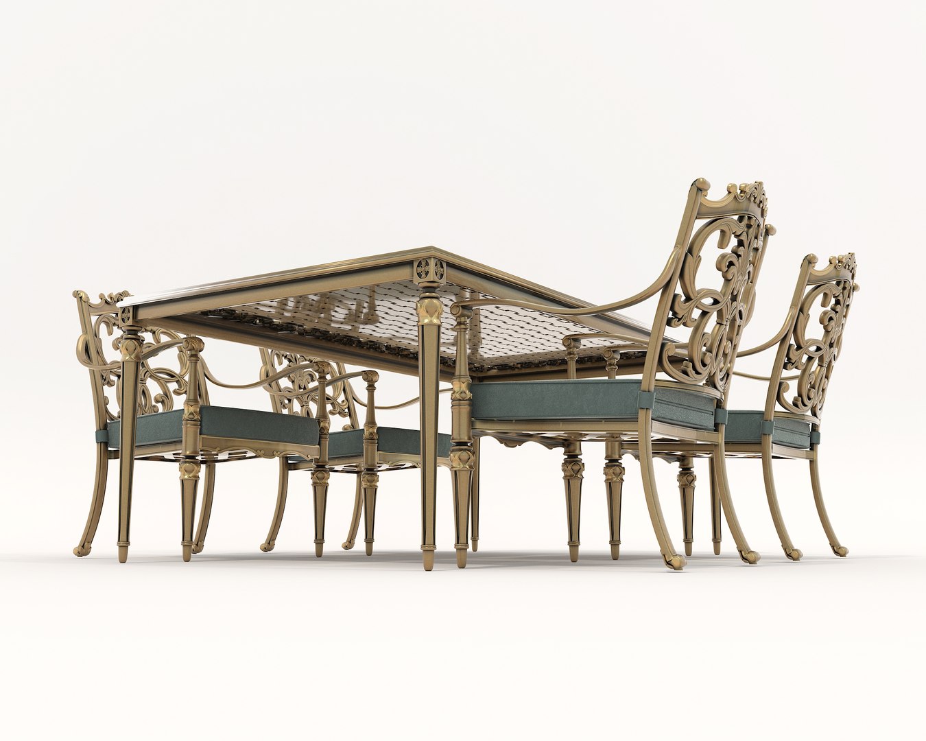 3D model Classic Outdoor Dining Table and Chairs Set - TurboSquid 2069322