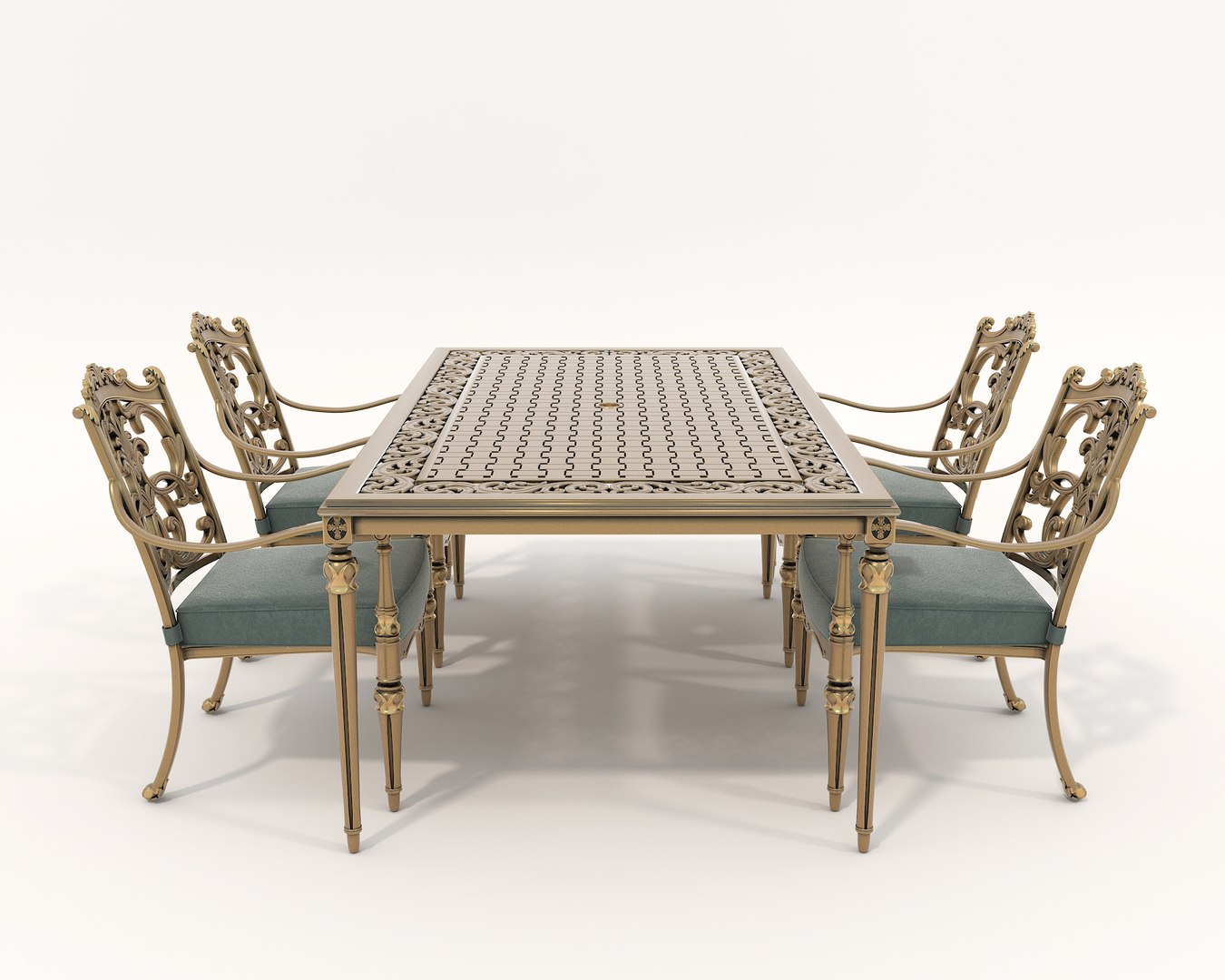 3D model Classic Outdoor Dining Table and Chairs Set - TurboSquid 2069322