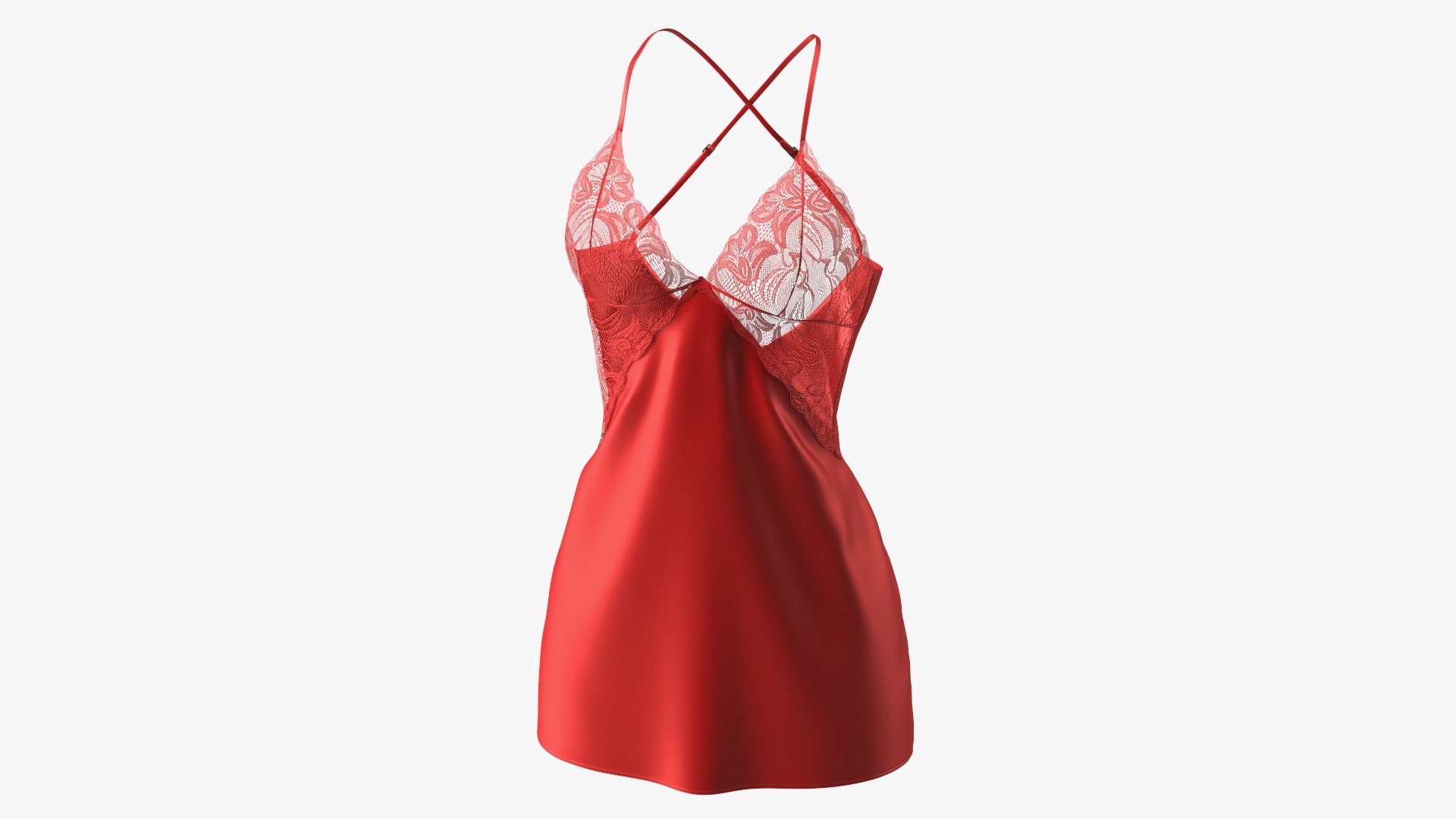 Lace Women Chemise Red 3D model preview