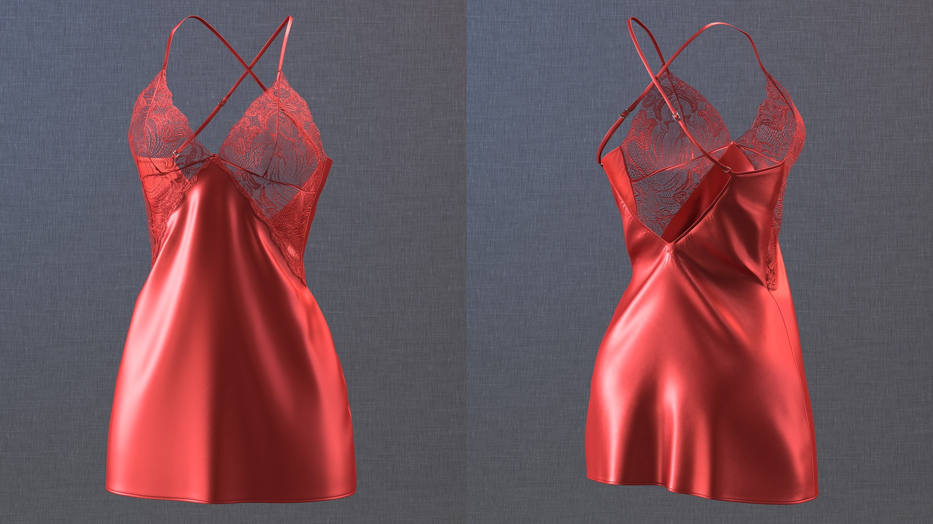 Lace Women Chemise Red 3D Model - TurboSquid 1980657
